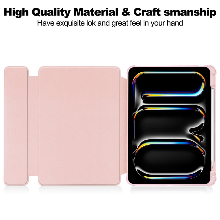 For iPad Pro 11 2024 Transparent Rotation Smart Leather Tablet Case with Keyboard(Pink) - iPad Pro 11 2024 Cases by PMC TechLife | Online Shopping South Africa | PMC TechLife | Buy Now Pay Later Mobicred