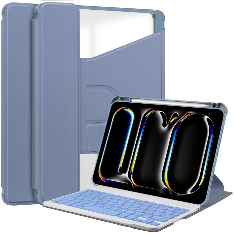 For iPad Pro 13 2024 Transparent Rotation Smart Leather Tablet Case with Keyboard(Lavender) - iPad Pro 13 2024 Cases by PMC TechLife | Online Shopping South Africa | PMC TechLife | Buy Now Pay Later Mobicred