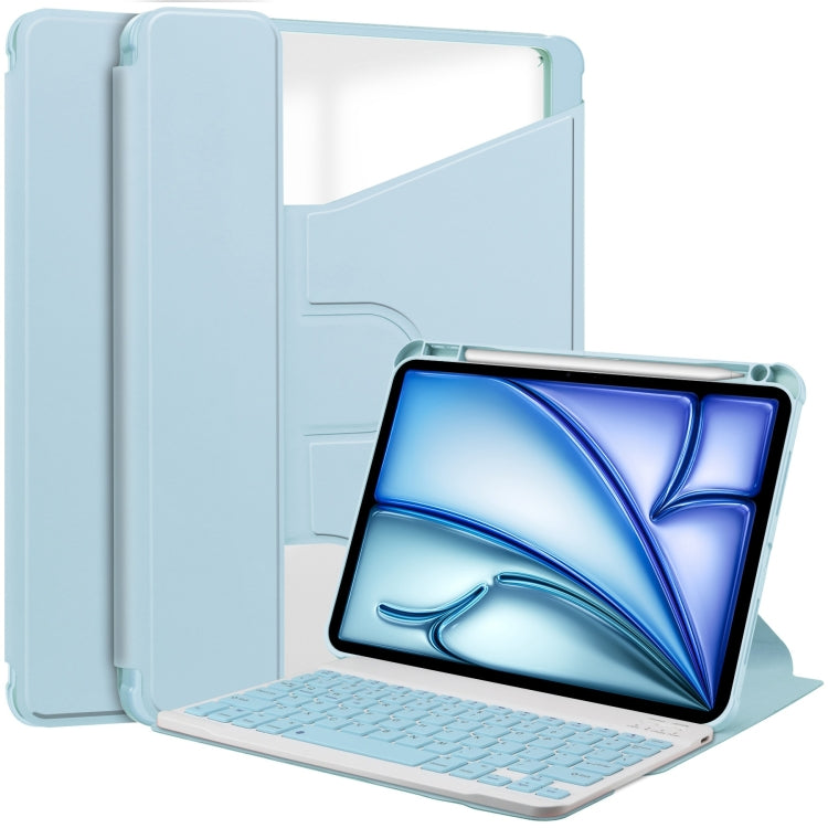 For iPad Air 11 2025 / 2024 Transparent Rotation Smart Leather Tablet Case with Keyboard(Sky Blue) - free shipping - PMC TechLife - Order now!