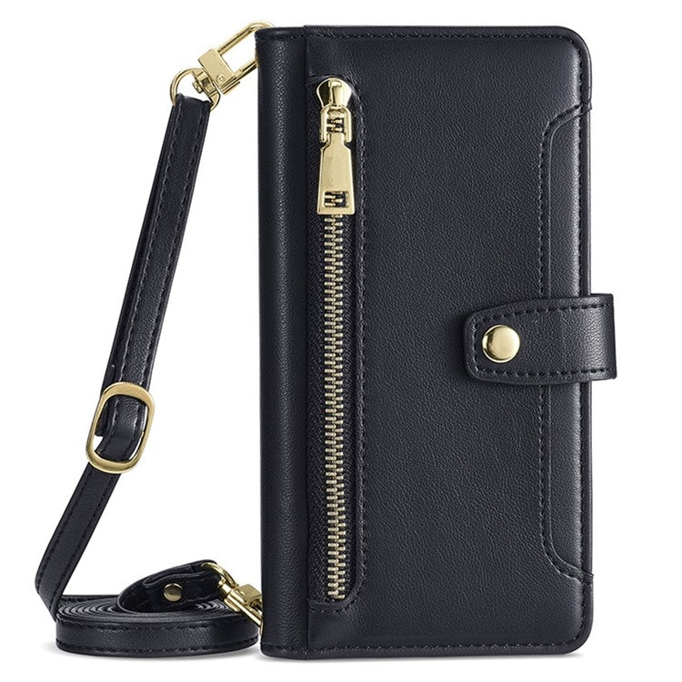 For Google Pixel 9 Pro XL Sheep Texture Cross-body Zipper Wallet Leather Phone Case(Black) - Google Cases by PMC TechLife | Online Shopping South Africa | PMC TechLife | Buy Now Pay Later Mobicred