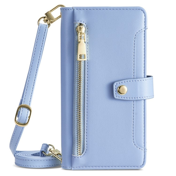 For Google Pixel 9 Pro XL Sheep Texture Cross-body Zipper Wallet Leather Phone Case(Blue) - Google Cases by PMC TechLife | Online Shopping South Africa | PMC TechLife | Buy Now Pay Later Mobicred