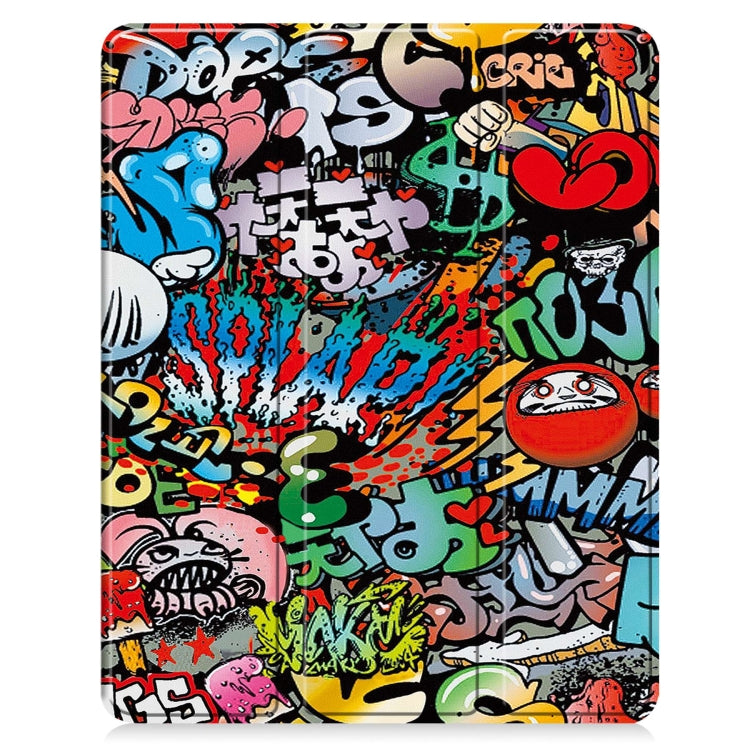 For iPad Air 13 2024 Custer Painted 3-Fold Holder Smart Leather Tablet Case with Pen Tray(Graffiti) - iPad Air 13 2024 Cases by PMC TechLife | Online Shopping South Africa | PMC TechLife | Buy Now Pay Later Mobicred