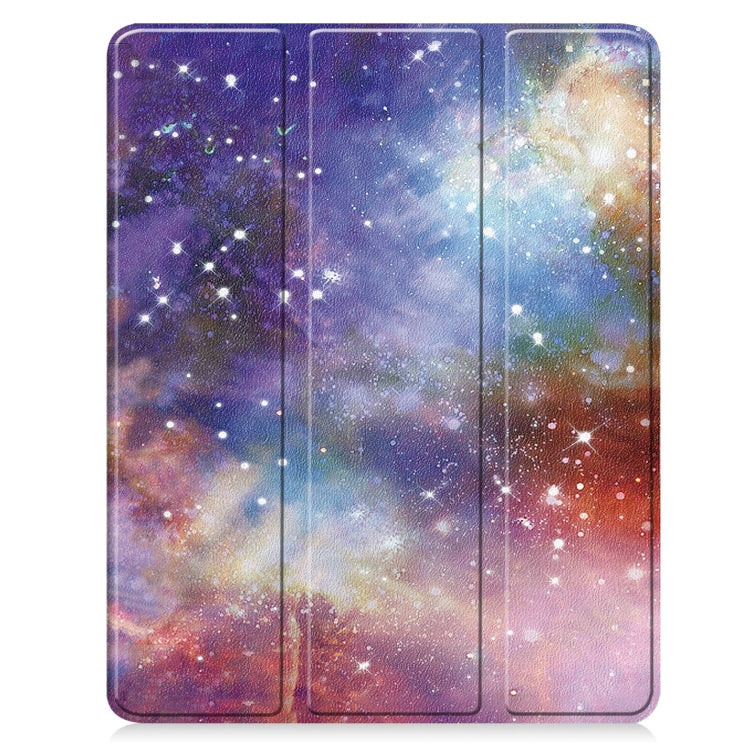 For iPad Air 13 2024 Custer Painted 3-Fold Holder Smart Leather Tablet Case with Pen Tray(Milky Way Nebula) - iPad Air 13 2024 Cases by PMC Jewellery | Online Shopping South Africa | PMC Jewellery | Buy Now Pay Later Mobicred