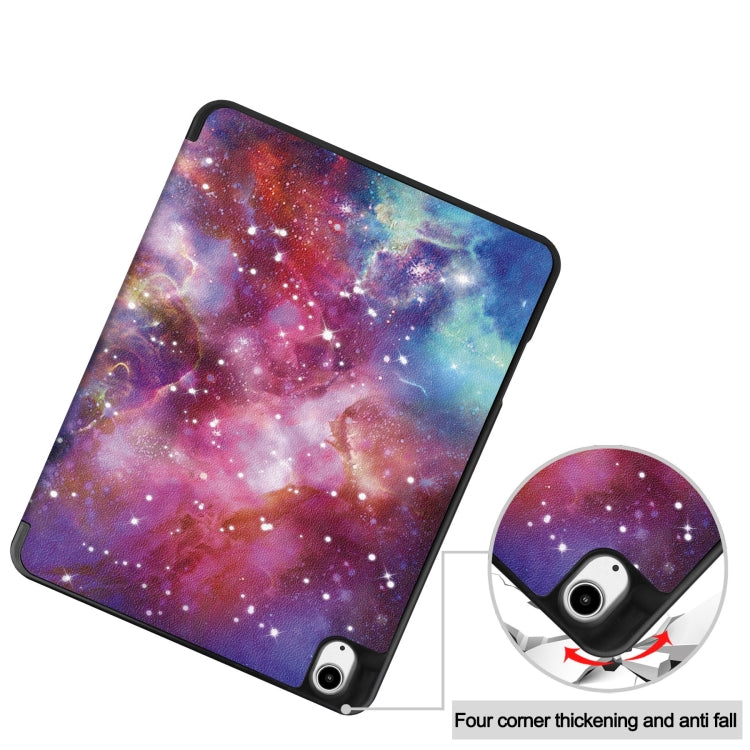 For iPad Air 13 2024 Custer Painted 3-Fold Holder Smart Leather Tablet Case with Pen Tray(Milky Way Nebula) - iPad Air 13 2024 Cases by PMC Jewellery | Online Shopping South Africa | PMC Jewellery | Buy Now Pay Later Mobicred