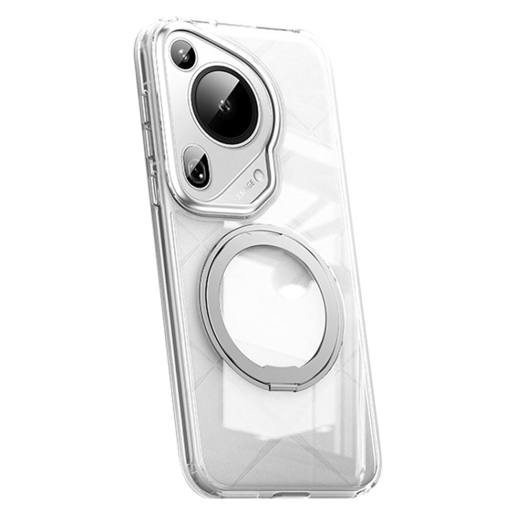 For Huawei Pura 70 Ultra Frosted 360 Rotating Holder Magnetic Full Coverage Shockproof Phone Case(Transparent) - Huawei Cases by PMC Jewellery | Online Shopping South Africa | PMC Jewellery | Buy Now Pay Later Mobicred