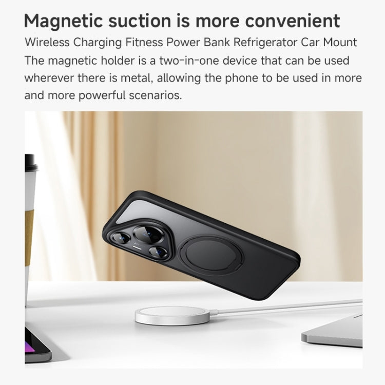 For Huawei Pura 70 Pro Frosted 360 Rotating Holder Magnetic Full Coverage Shockproof Phone Case(Blue) - Huawei Cases by PMC Jewellery | Online Shopping South Africa | PMC Jewellery | Buy Now Pay Later Mobicred