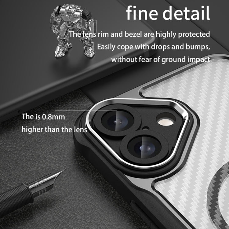 For iPhone 16 Carbon Fiber Texture MagSafe Translucent Phone Case(Black) - iPhone 16 Cases by PMC Jewellery | Online Shopping South Africa | PMC Jewellery | Buy Now Pay Later Mobicred