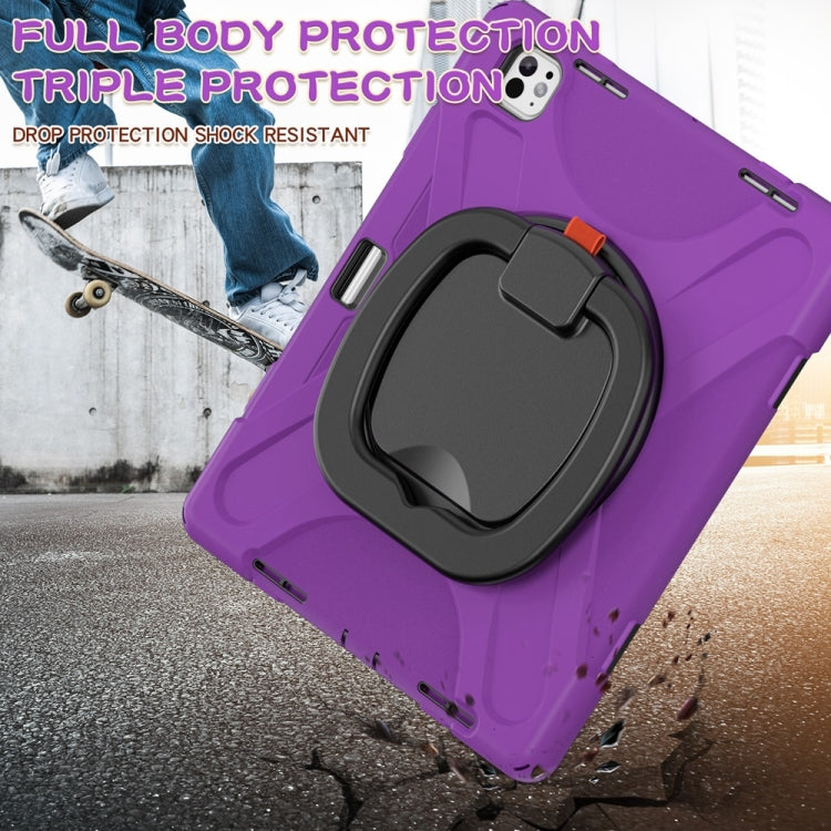 For iPad Pro 11 2024 Silicone Hybrid PC Tablet Case with Holder & Shoulder Strap(Purple) - iPad Pro 11 2024 Cases by PMC Jewellery | Online Shopping South Africa | PMC Jewellery | Buy Now Pay Later Mobicred