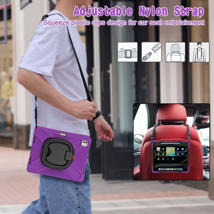 For iPad Pro 11 2024 Silicone Hybrid PC Tablet Case with Holder & Shoulder Strap(Purple) - iPad Pro 11 2024 Cases by PMC Jewellery | Online Shopping South Africa | PMC Jewellery | Buy Now Pay Later Mobicred