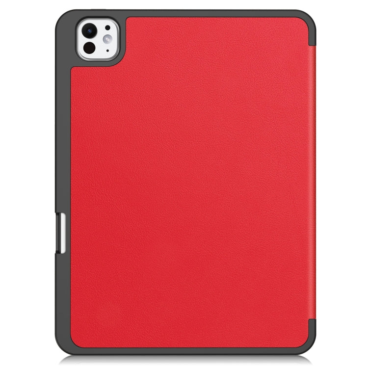 For iPad Pro 11 2024 Custer TPU Pure Color 3-Fold Holder Smart Leather Tablet Case with Pen Tray(Red) - iPad Pro 11 2024 Cases by PMC Jewellery | Online Shopping South Africa | PMC Jewellery | Buy Now Pay Later Mobicred