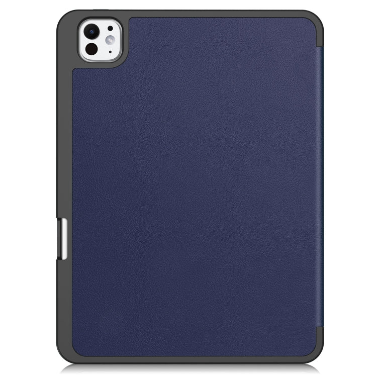 For iPad Pro 11 2024 Custer TPU Pure Color 3-Fold Holder Smart Leather Tablet Case with Pen Tray(Dark Blue) - iPad Pro 11 2024 Cases by PMC Jewellery | Online Shopping South Africa | PMC Jewellery | Buy Now Pay Later Mobicred