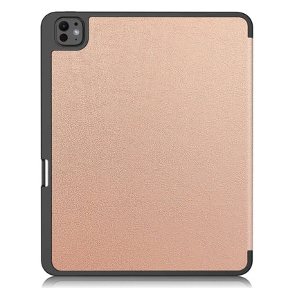 For iPad Pro 13 2024 Custer TPU Pure Color 3-Fold Holder Smart Leather Tablet Case with Pen Tray(Rose Gold) - iPad Pro 13 2024 Cases by PMC Jewellery | Online Shopping South Africa | PMC Jewellery | Buy Now Pay Later Mobicred