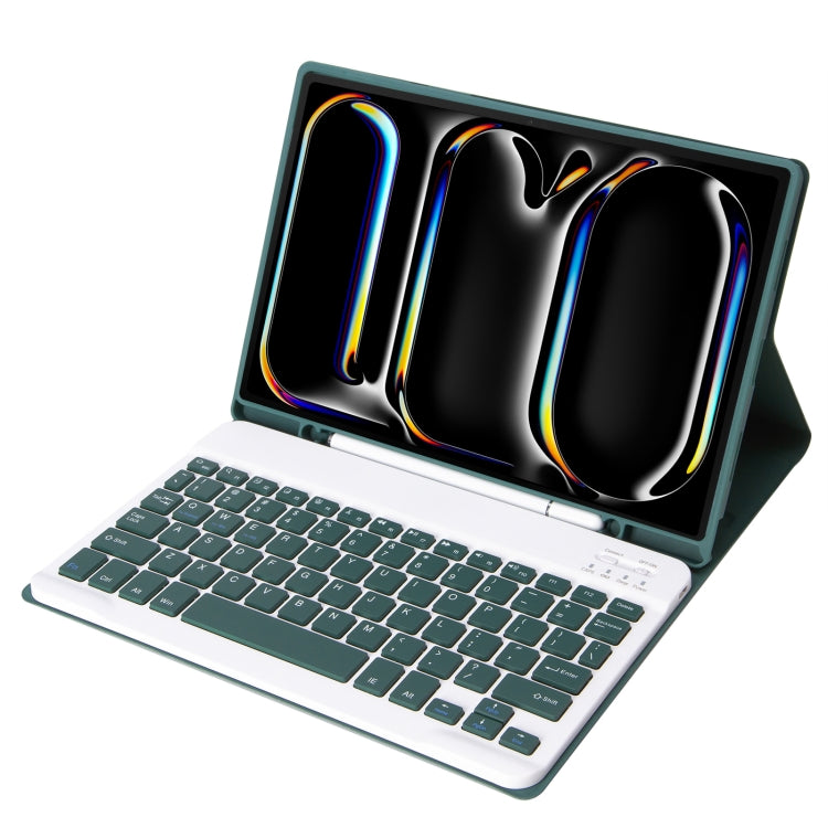 For iPad Pro 11 2024 A13B Lambskin Texture Bluetooth Touch Keyboard Leather Tablet Case with Pen Slot(Dark Green) - For iPad Pro by PMC TechLife | Online Shopping South Africa | PMC TechLife | Buy Now Pay Later Mobicred