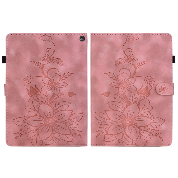 For Amazon Fire HD10 2023 Lily Embossed Leather Tablet Case(Pink) - Amazon by PMC TechLife | Online Shopping South Africa | PMC TechLife | Buy Now Pay Later Mobicred