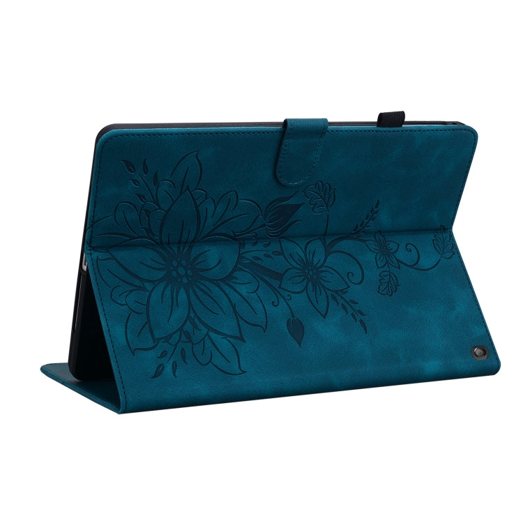 For Amazon Fire HD10 2023 Lily Embossed Leather Tablet Case(Dark Blue) - Amazon by PMC TechLife | Online Shopping South Africa | PMC TechLife | Buy Now Pay Later Mobicred