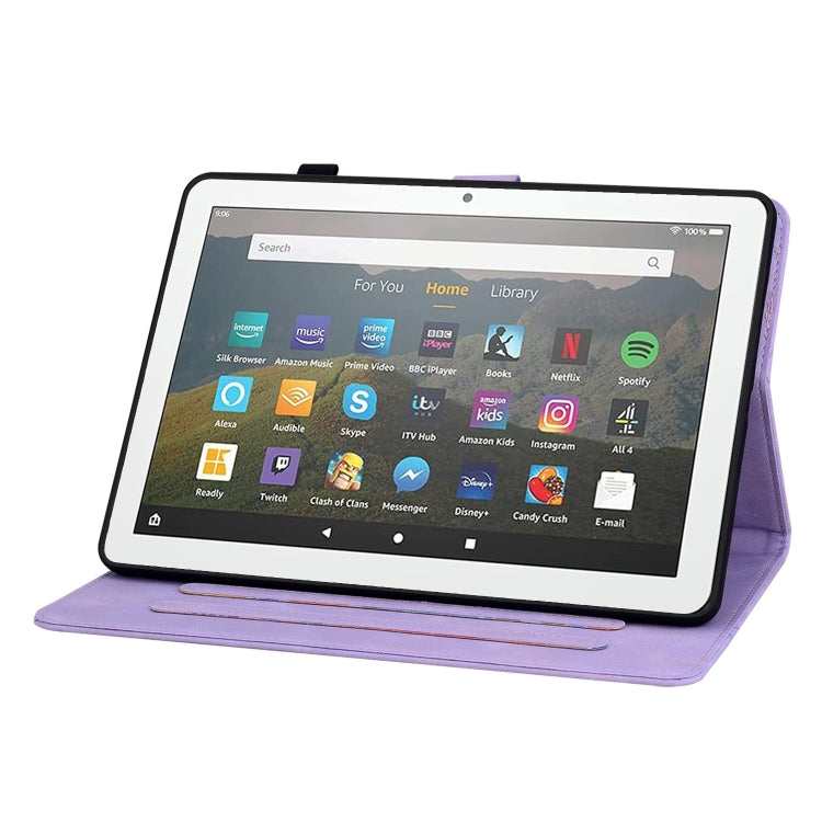 For Amazon Fire HD8 2015-2018 Lily Embossed Leather Tablet Case(Purple) - Amazon by PMC TechLife | Online Shopping South Africa | PMC TechLife | Buy Now Pay Later Mobicred