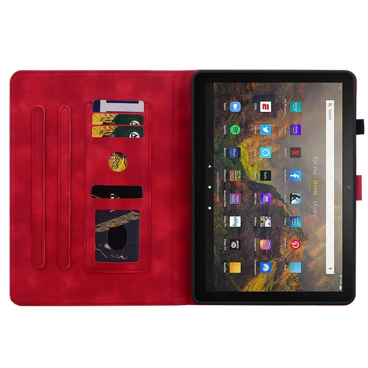 For Amazon Fire HD10 / HD10 Plus 2021 Lily Embossed Leather Smart Tablet Case(Red) - Amazon by PMC TechLife | Online Shopping South Africa | PMC TechLife | Buy Now Pay Later Mobicred
