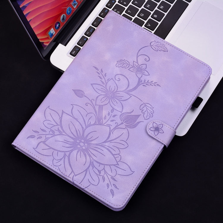 For Lenovo Tab M11/Xiaoxin Pad 11 2024 Lily Embossed Leather Tablet Case(Purple) - Lenovo by PMC Jewellery | Online Shopping South Africa | PMC Jewellery | Buy Now Pay Later Mobicred