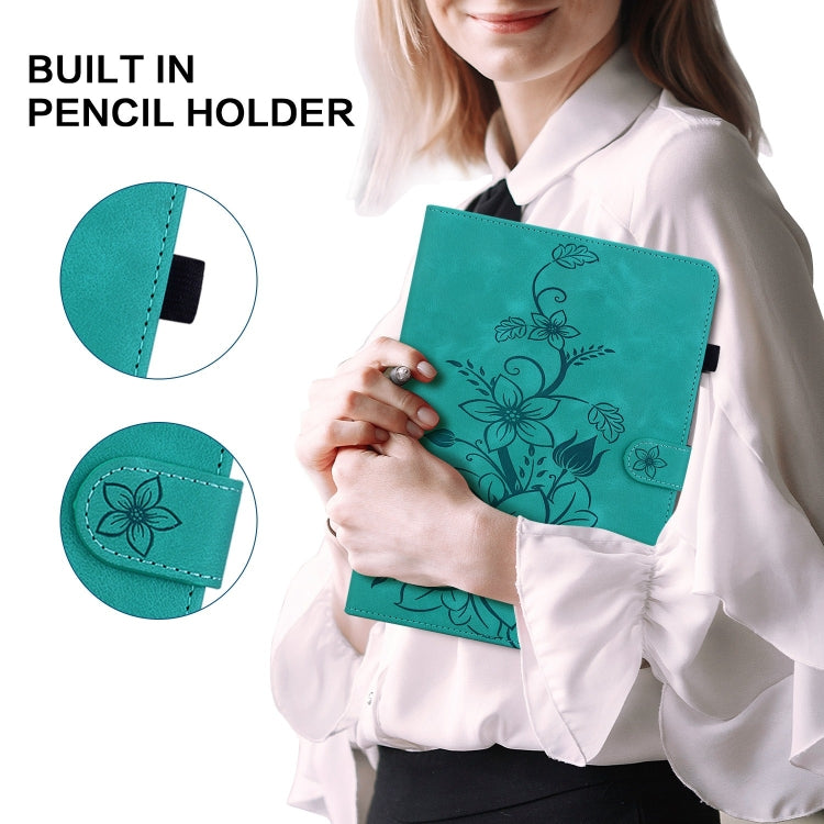 For Lenovo Tab P12 12.7 Lily Embossed Leather Tablet Case(Green) - free shipping - PMC TechLife - Order now!