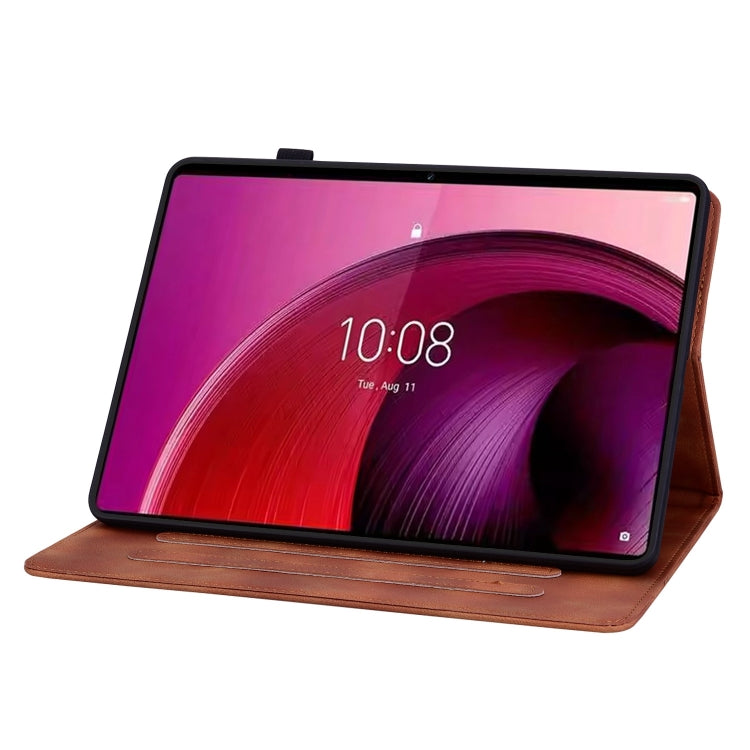 For Lenovo Tab M10 5G 2023 Lily Embossed Leather Tablet Case(Brown) - Lenovo by PMC TechLife | Online Shopping South Africa | PMC TechLife | Buy Now Pay Later Mobicred