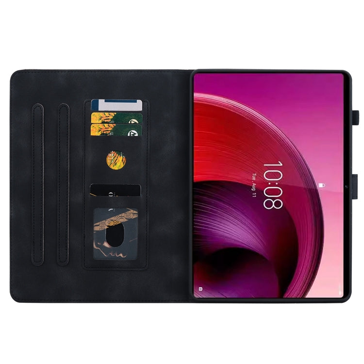 For Lenovo Tab M10 5G 2023 Lily Embossed Leather Tablet Case(Black) - Lenovo by PMC TechLife | Online Shopping South Africa | PMC TechLife | Buy Now Pay Later Mobicred