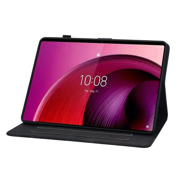 For Lenovo Tab M10 5G 2023 Lily Embossed Leather Tablet Case(Black) - Lenovo by PMC TechLife | Online Shopping South Africa | PMC TechLife | Buy Now Pay Later Mobicred