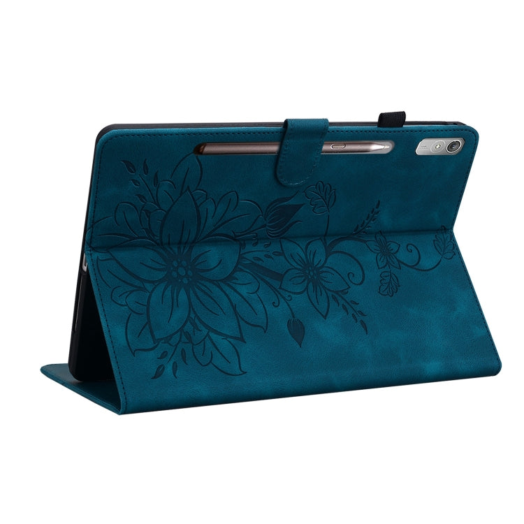 For Lenovo Tab P11 Pro Gen 2 11.2 Lily Embossed Leather Tablet Case(Dark Blue) - Lenovo by PMC TechLife | Online Shopping South Africa | PMC TechLife | Buy Now Pay Later Mobicred