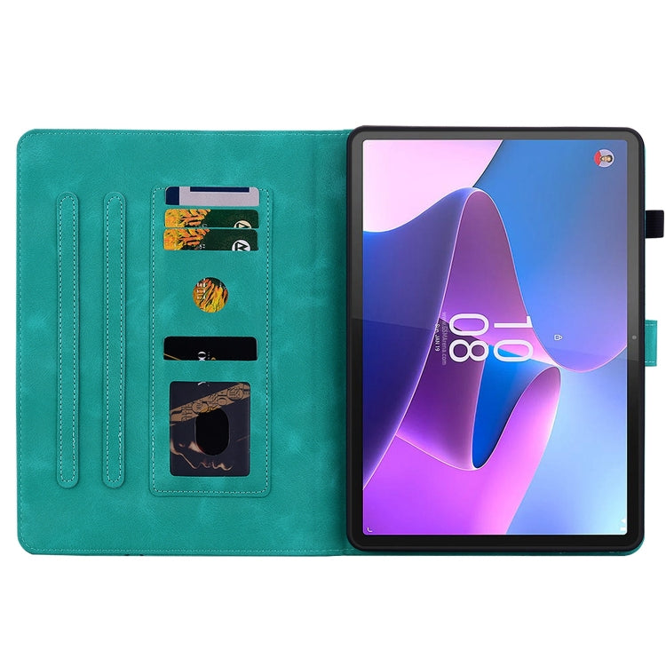 For Lenovo Tab P11 Gen 2 11.5 Lily Embossed Leather Tablet Case(Green) - Lenovo by PMC TechLife | Online Shopping South Africa | PMC TechLife | Buy Now Pay Later Mobicred