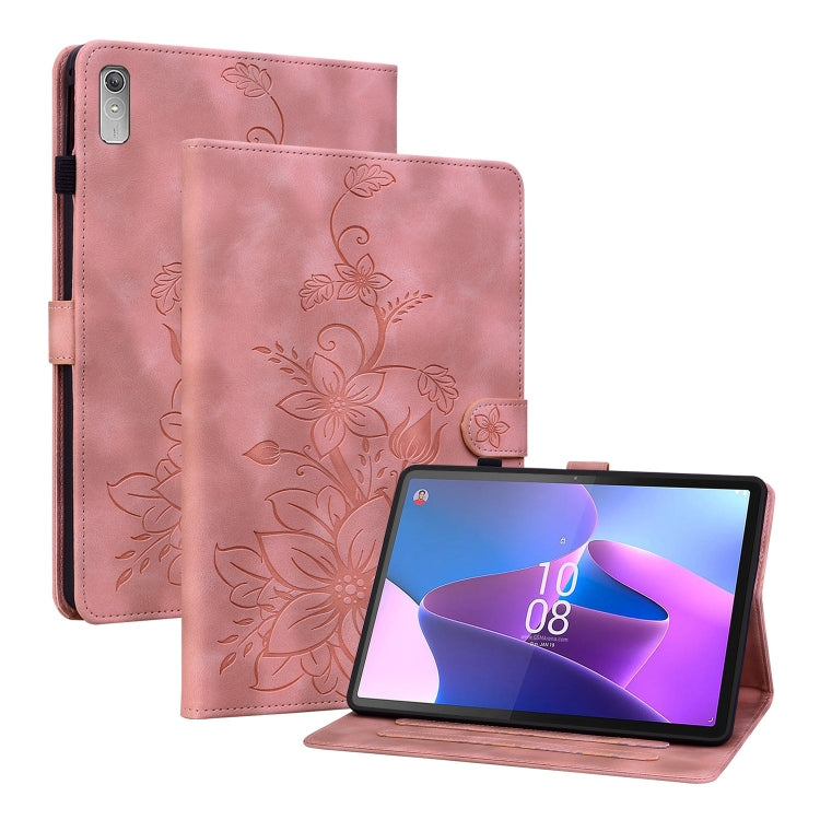 For Lenovo Tab P11 Gen 2 11.5 Lily Embossed Leather Tablet Case(Pink) - Lenovo by PMC TechLife | Online Shopping South Africa | PMC TechLife | Buy Now Pay Later Mobicred