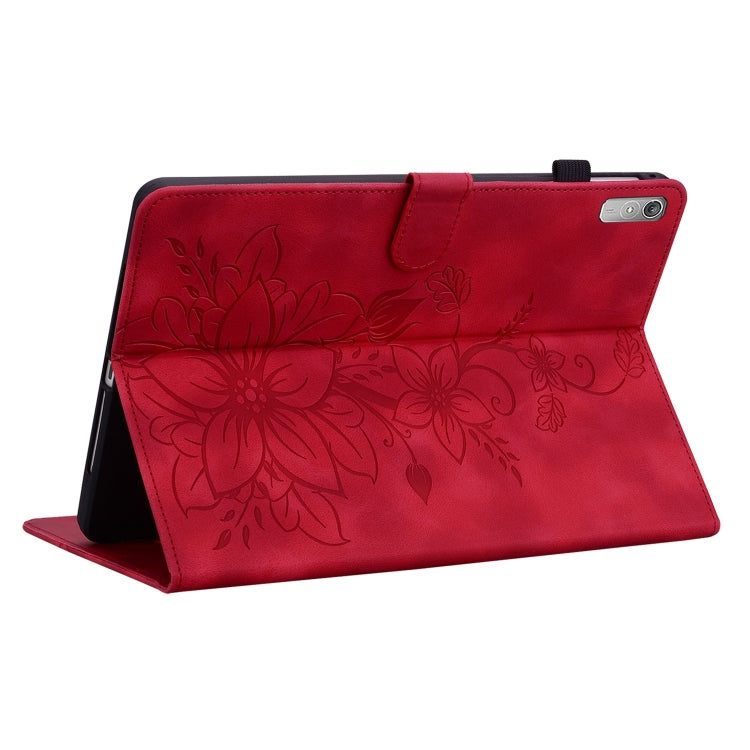 For Lenovo Tab P11 Gen 2 11.5 Lily Embossed Leather Tablet Case(Red) - Lenovo by PMC TechLife | Online Shopping South Africa | PMC TechLife | Buy Now Pay Later Mobicred