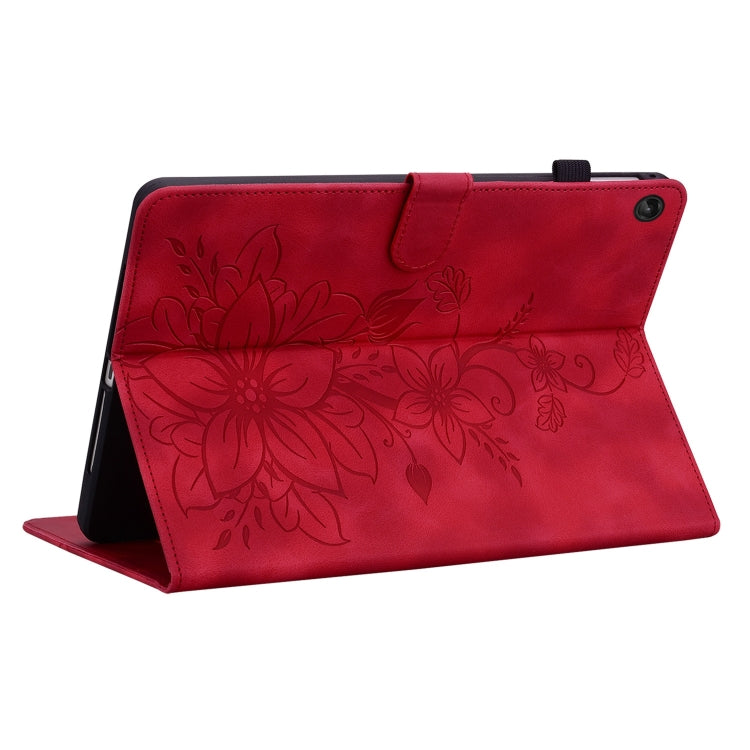 For Lenovo Tab M10 10.1 3rd Gen Lily Embossed Leather Tablet Case(Red) - Lenovo by PMC TechLife | Online Shopping South Africa | PMC TechLife | Buy Now Pay Later Mobicred