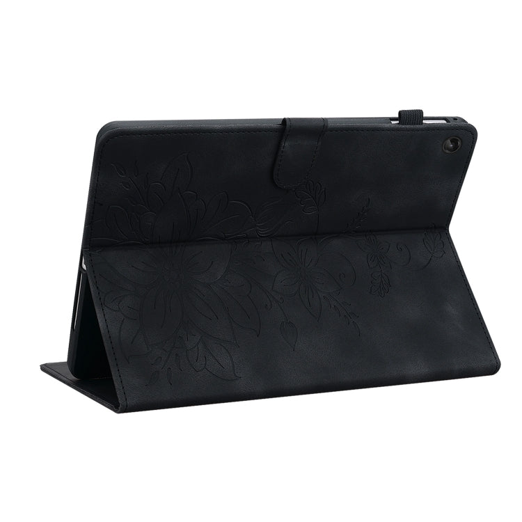 For Lenovo Tab M10 10.1 3rd Gen Lily Embossed Leather Tablet Case(Black) - Lenovo by PMC TechLife | Online Shopping South Africa | PMC TechLife | Buy Now Pay Later Mobicred