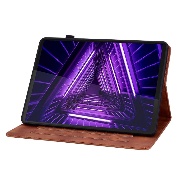 For Lenovo M10 Plus 10.3 Lily Embossed Leather Tablet Case(Brown) - Lenovo by PMC TechLife | Online Shopping South Africa | PMC TechLife | Buy Now Pay Later Mobicred