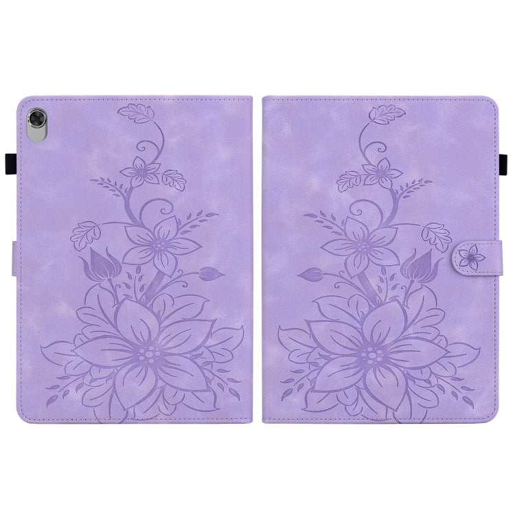 For Lenovo M10 Plus 10.3 Lily Embossed Leather Tablet Case(Purple) - Lenovo by PMC TechLife | Online Shopping South Africa | PMC TechLife | Buy Now Pay Later Mobicred