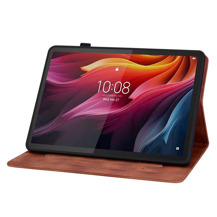 For Lenovo Tab K11 Plus Lily Embossed Leather Tablet Case(Brown) - Lenovo by PMC TechLife | Online Shopping South Africa | PMC TechLife | Buy Now Pay Later Mobicred