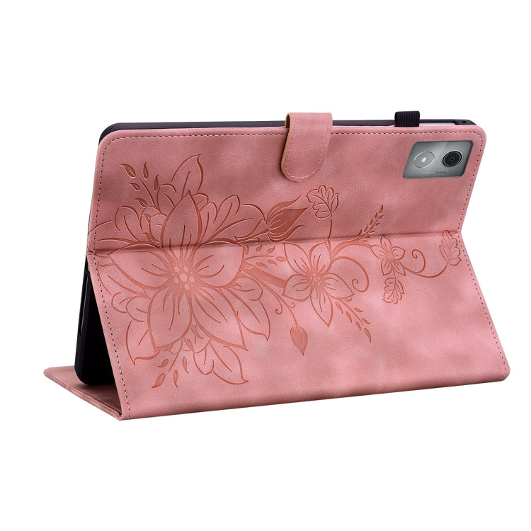 For Lenovo Tab K11 Plus Lily Embossed Leather Tablet Case(Pink) - Lenovo by PMC TechLife | Online Shopping South Africa | PMC TechLife | Buy Now Pay Later Mobicred