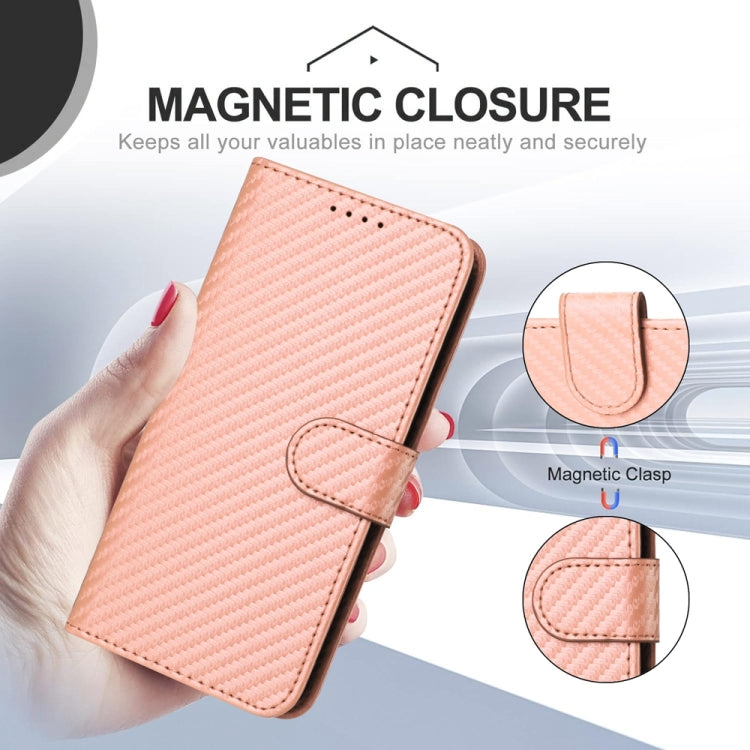 For OPPO Reno10 5G / Reno10 Pro 5G Global YX0070 Carbon Fiber Buckle Leather Phone Case with Lanyard(Pink) - OPPO Cases by PMC Jewellery | Online Shopping South Africa | PMC Jewellery | Buy Now Pay Later Mobicred