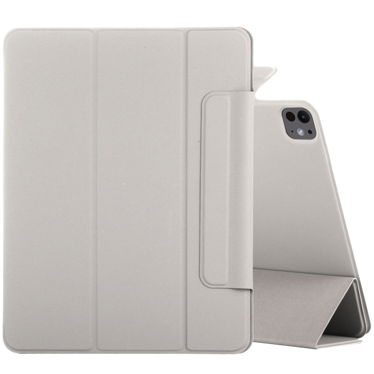 For iPad Pro 11 2024 Double-sided Clip Fixed Buckle Magnetic PU Leather Smart Tablet Case(Grey) - iPad Pro 11 2024 Cases by PMC TechLife | Online Shopping South Africa | PMC TechLife | Buy Now Pay Later Mobicred