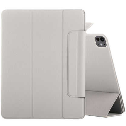 For iPad Pro 11 2024 Double-sided Clip Fixed Buckle Magnetic PU Leather Smart Tablet Case(Grey) - iPad Pro 11 2024 Cases by PMC Jewellery | Online Shopping South Africa | PMC Jewellery | Buy Now Pay Later Mobicred