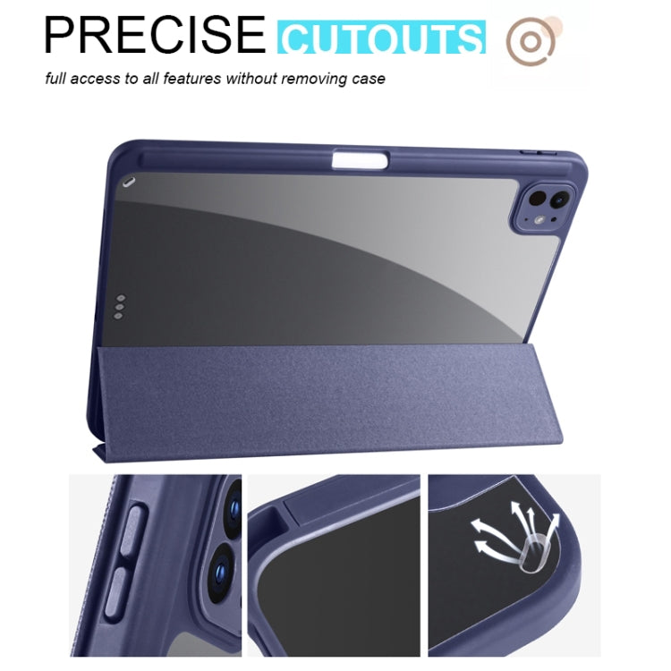 For iPad Pro 11 2024 Acrylic 3-folding Smart Leather Tablet Case(Dark Blue) - iPad Pro 11 2024 Cases by PMC Jewellery | Online Shopping South Africa | PMC Jewellery | Buy Now Pay Later Mobicred