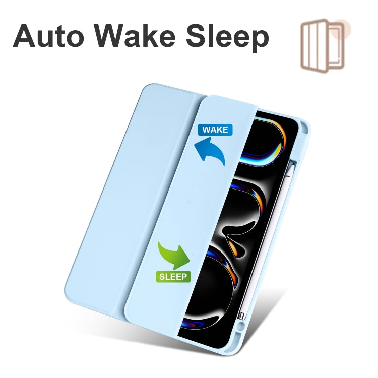 For iPad Pro 13 2024 Acrylic 3-folding Smart Leather Tablet Case(Sky Blue) - iPad Pro 13 2024 Cases by PMC TechLife | Online Shopping South Africa | PMC TechLife | Buy Now Pay Later Mobicred