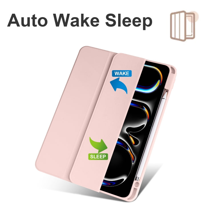 For iPad Pro 13 2024 Acrylic 3-folding Smart Leather Tablet Case(Pink) - iPad Pro 13 2024 Cases by PMC TechLife | Online Shopping South Africa | PMC TechLife | Buy Now Pay Later Mobicred