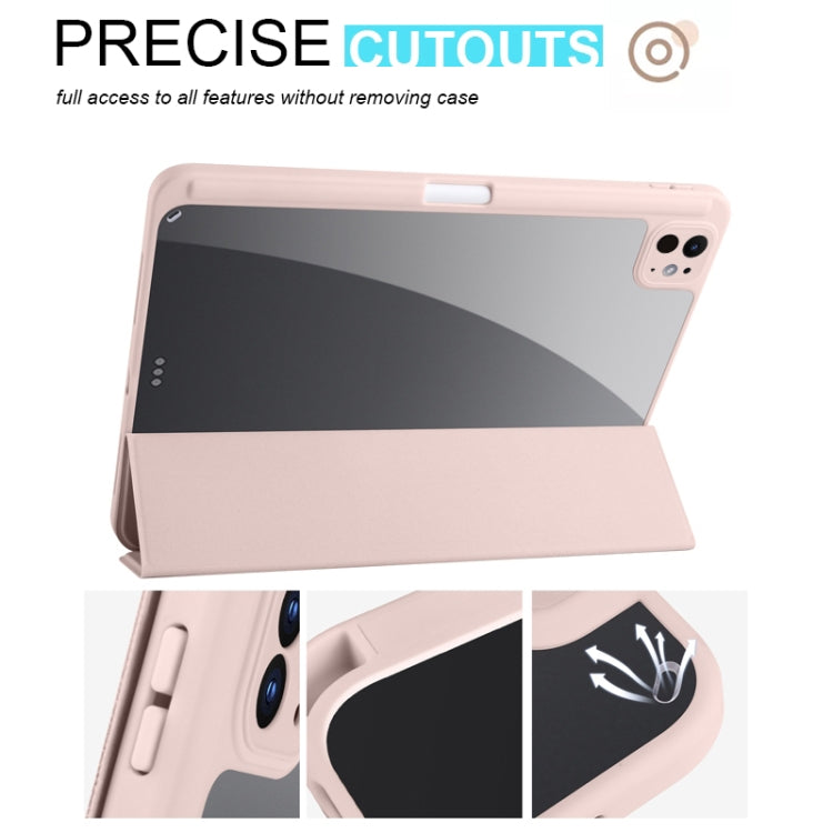 For iPad Pro 13 2024 Acrylic 3-folding Smart Leather Tablet Case(Pink) - iPad Pro 13 2024 Cases by PMC TechLife | Online Shopping South Africa | PMC TechLife | Buy Now Pay Later Mobicred