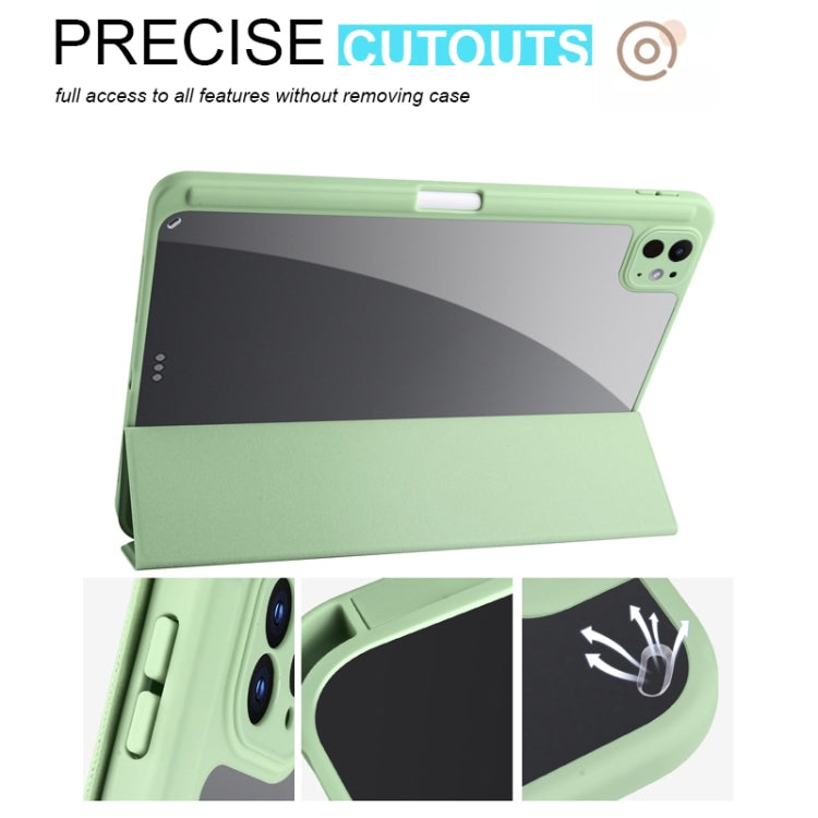 For iPad Pro 13 2024 Acrylic 3-folding Smart Leather Tablet Case(Green) - iPad Pro 13 2024 Cases by PMC TechLife | Online Shopping South Africa | PMC TechLife | Buy Now Pay Later Mobicred