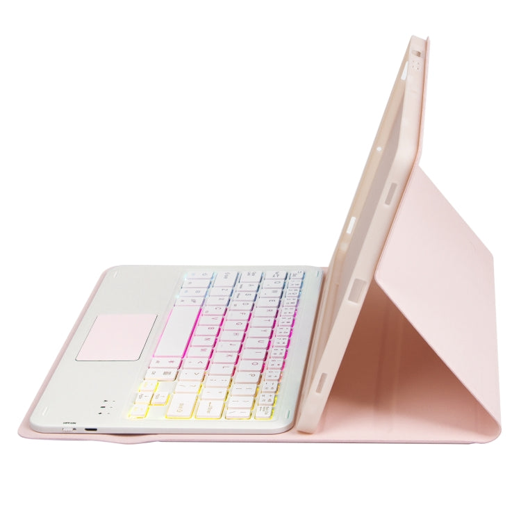 For iPad Pro 11 2024 A13B-AS Lambskin Texture Backlight Bluetooth Touch Keyboard Leather Tablet Case with Pen Slot(Pink) - free shipping - PMC TechLife - Order now!