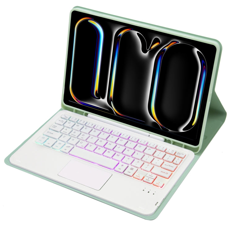 For iPad Pro 11 2024 A13B-AS Lambskin Texture Backlight Bluetooth Touch Keyboard Leather Tablet Case with Pen Slot(Light Green) - For iPad Pro by PMC TechLife | Online Shopping South Africa | PMC TechLife | Buy Now Pay Later Mobicred