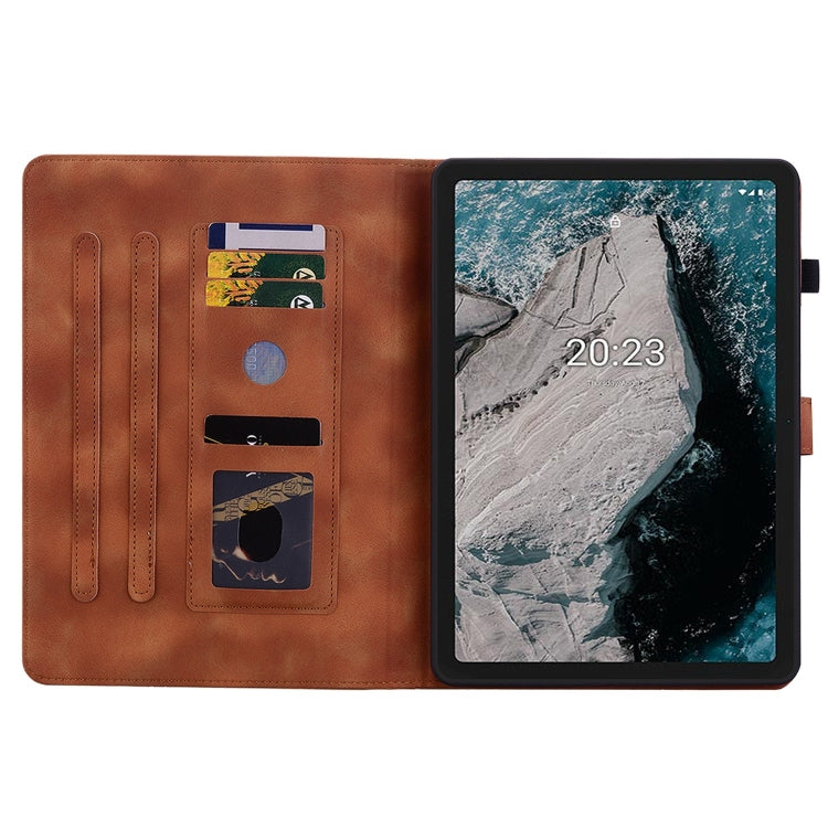 For Nokia T20 10.4 2021 Lily Embossed Leather Tablet Case(Brown) - Nokia by PMC TechLife | Online Shopping South Africa | PMC TechLife | Buy Now Pay Later Mobicred