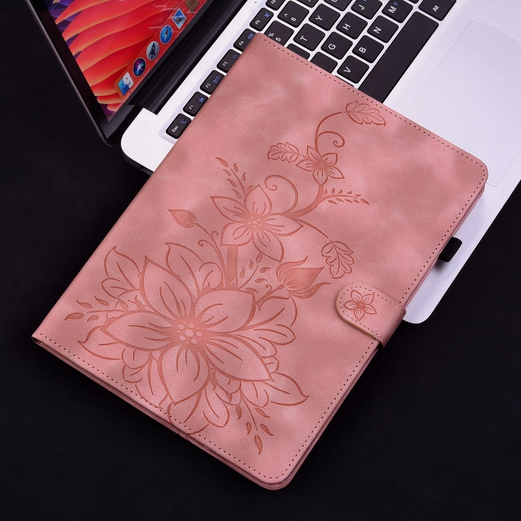 For Huawei MatePad Pro 11 2022 Lily Embossed Leather Tablet Case(Pink) - Huawei by PMC TechLife | Online Shopping South Africa | PMC TechLife | Buy Now Pay Later Mobicred