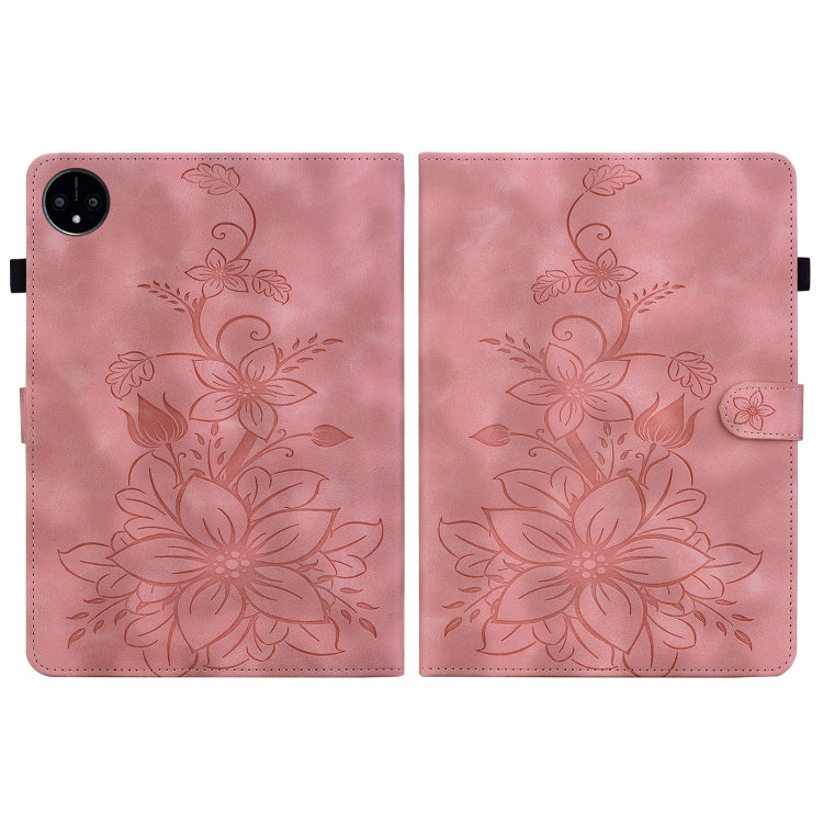 For Huawei MatePad Pro 11 2022 Lily Embossed Leather Tablet Case(Pink) - Huawei by PMC TechLife | Online Shopping South Africa | PMC TechLife | Buy Now Pay Later Mobicred
