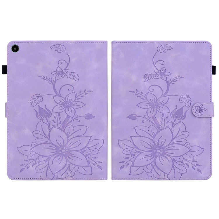 For Huawei MatePad SE 10.4 Lily Embossed Leather Tablet Case(Purple) - Huawei by PMC TechLife | Online Shopping South Africa | PMC TechLife | Buy Now Pay Later Mobicred